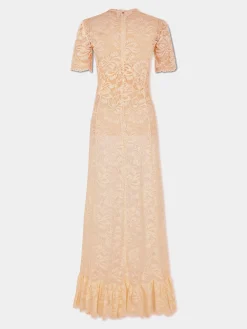 Store Robe longue en dentelle de couleur raphia Robes
