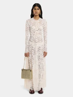 Shop ROBE LONGUE EN DENTELLE IVOIRE Robes