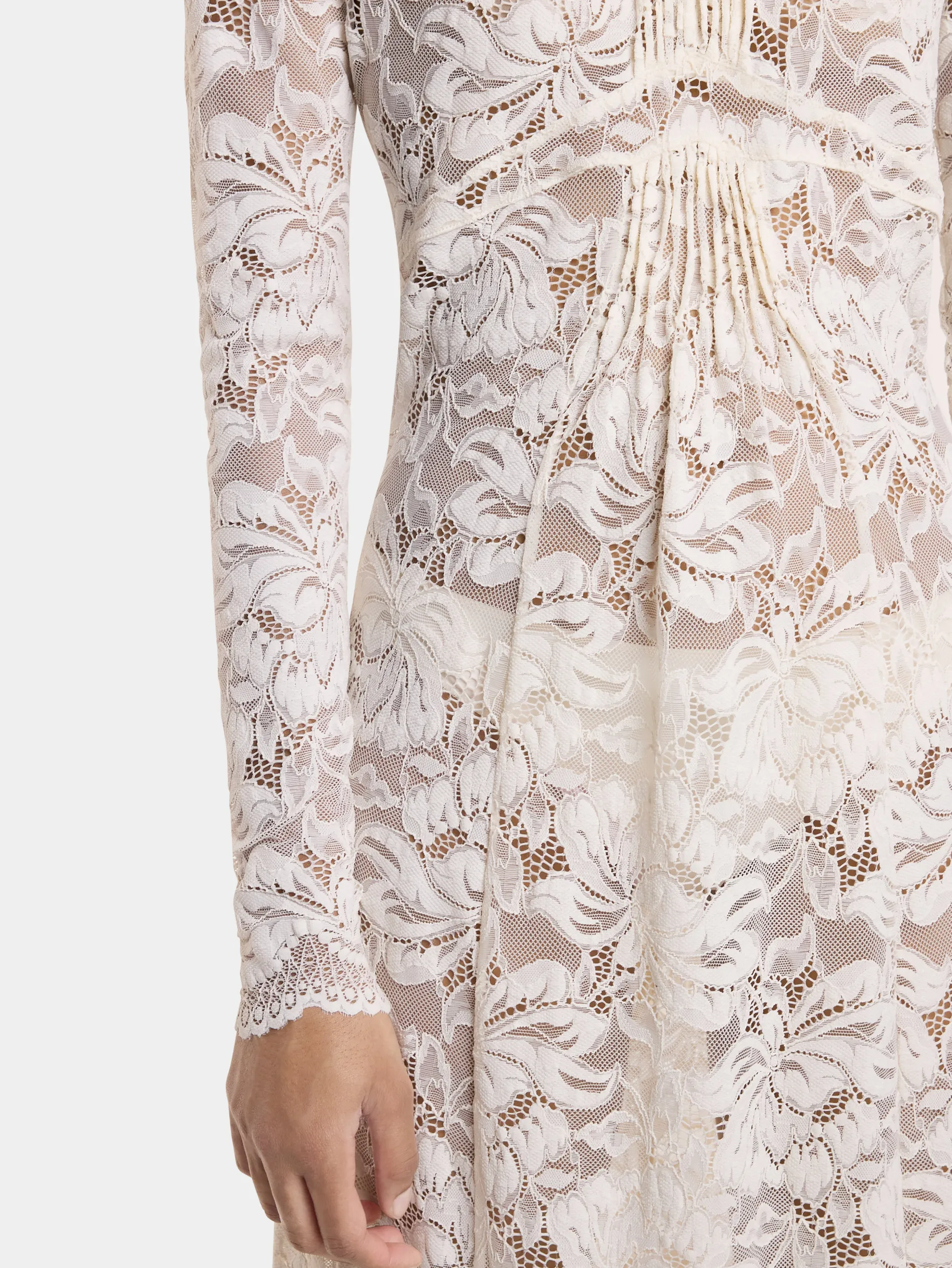 Shop ROBE LONGUE EN DENTELLE IVOIRE Robes