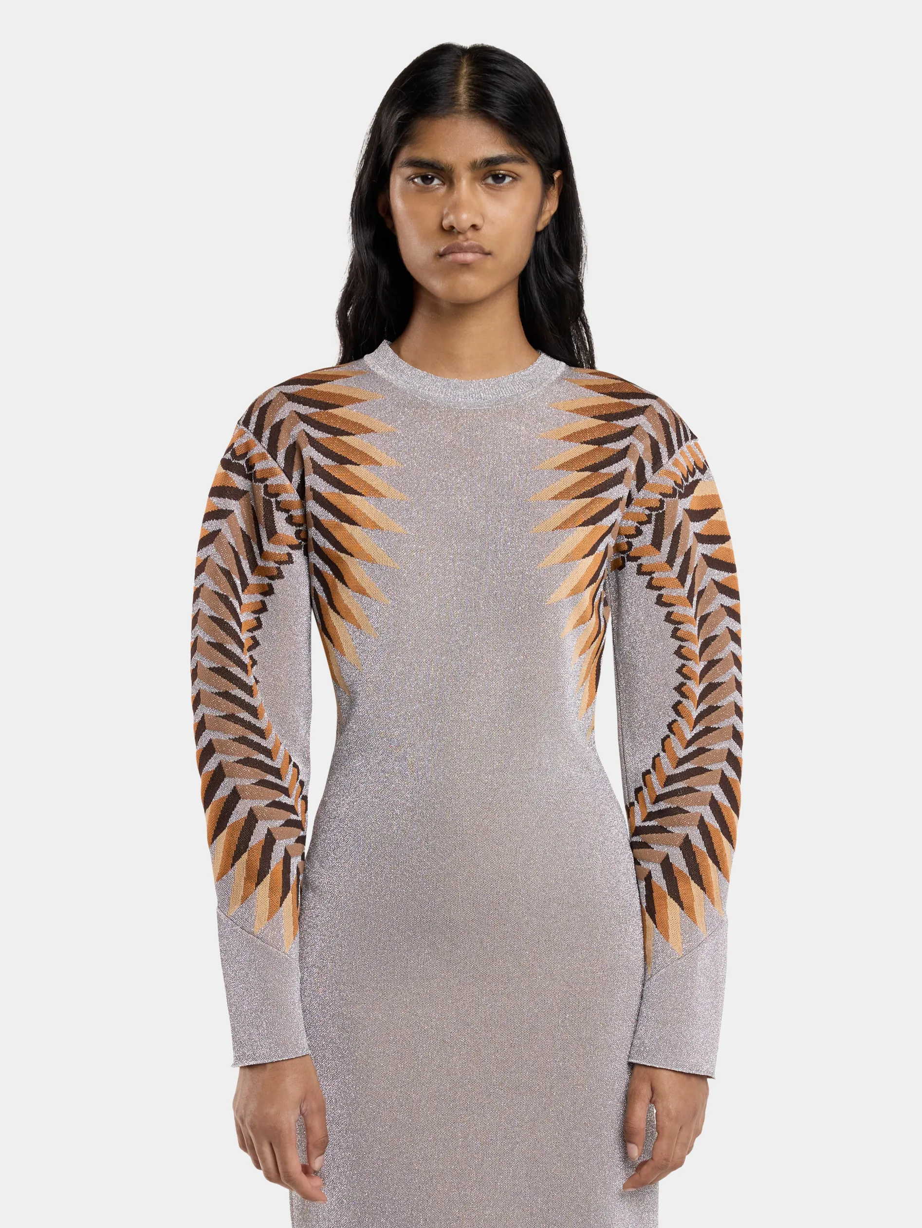 New ROBE LONGUE EN JACQUARD LUREX Maille | Robes