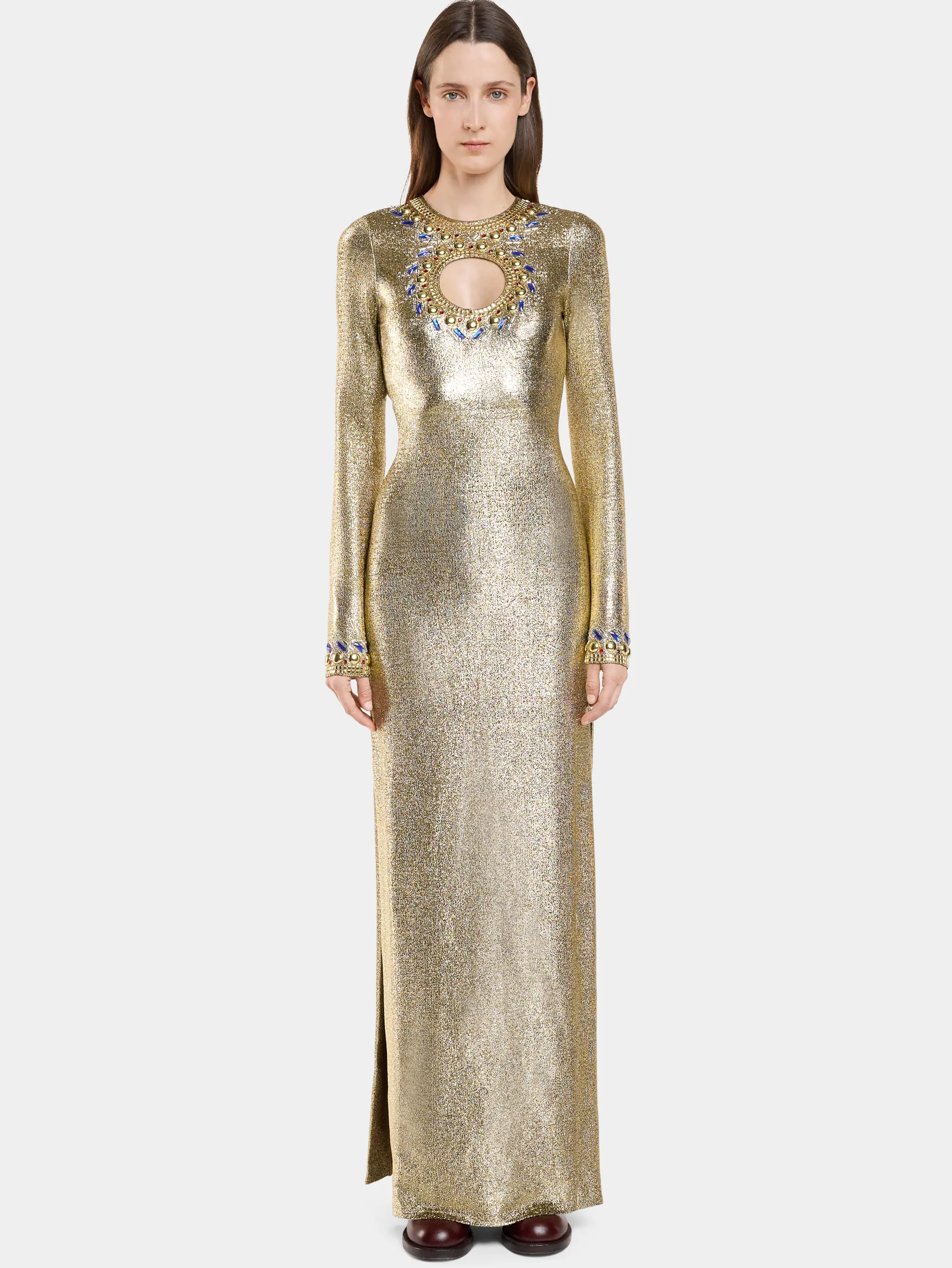 Hot ROBE LONGUE EN JERSEY LUREX Robes