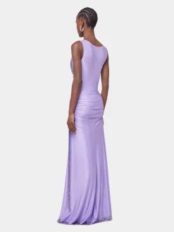 Online ROBE LONGUE LAVANDE EN MESH ET JERSEY Sélection De Soirée | Robes