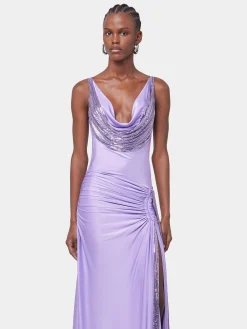 Online ROBE LONGUE LAVANDE EN MESH ET JERSEY Sélection De Soirée | Robes