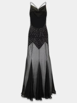 Outlet Robe longue noire à ornements Sélection De Soirée | Robes