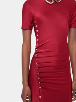 New ROBE LONGUE ROUGE DRAPEE EN JERSEY Sélection De Soirée | Robes