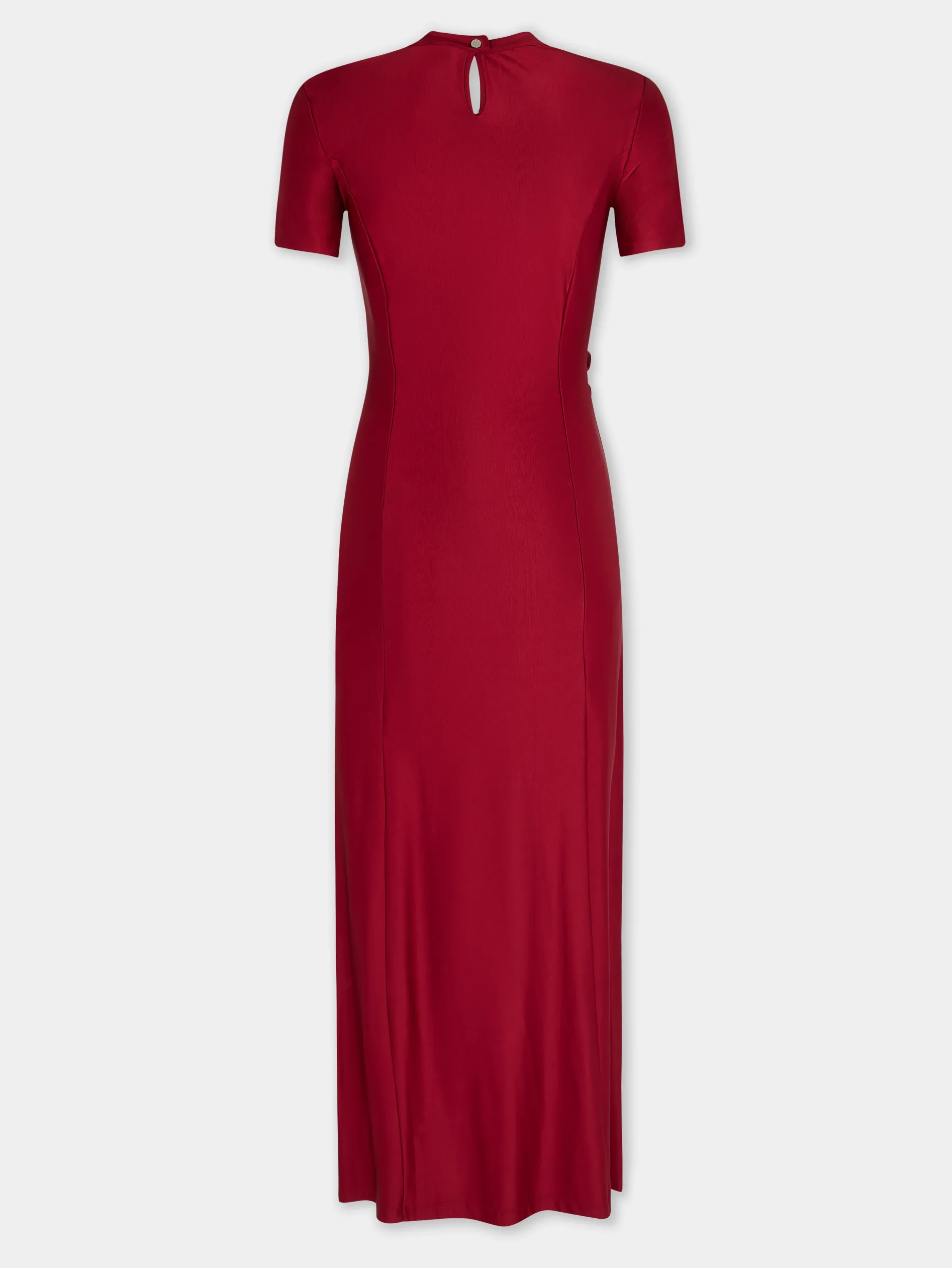 New ROBE LONGUE ROUGE DRAPEE EN JERSEY Sélection De Soirée | Robes