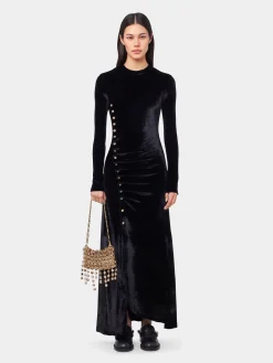 Best ROBE MIDI NOIRE DRAPEE EN VELOURS Sélection De Soirée | Robes