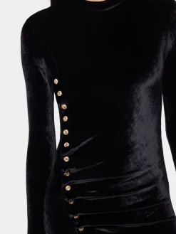 Best ROBE MIDI NOIRE DRAPEE EN VELOURS Sélection De Soirée | Robes