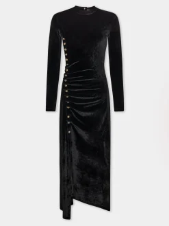 Best ROBE MIDI NOIRE DRAPEE EN VELOURS Sélection De Soirée | Robes