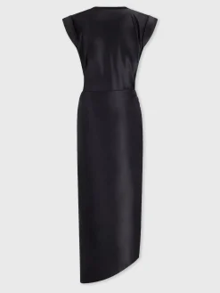 Online Robe noire drapée à piercing Robes