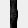Outlet Robe noire drapée pression sans manches Robes