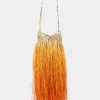Cheap Sac 1969 nano or fait main avec des franges en raphia Le Sac 1969