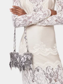 Outlet SAC ARGENT 1969 NANO FEUILLES METAL Sélection De Soirée | Personnalisez Votre Sac