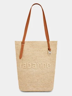 Store Sac cabas en raphia beige Sacs Porté Épaule