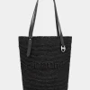 Sale Sac cabas en raphia noir avec logo Sacs Porté Épaule
