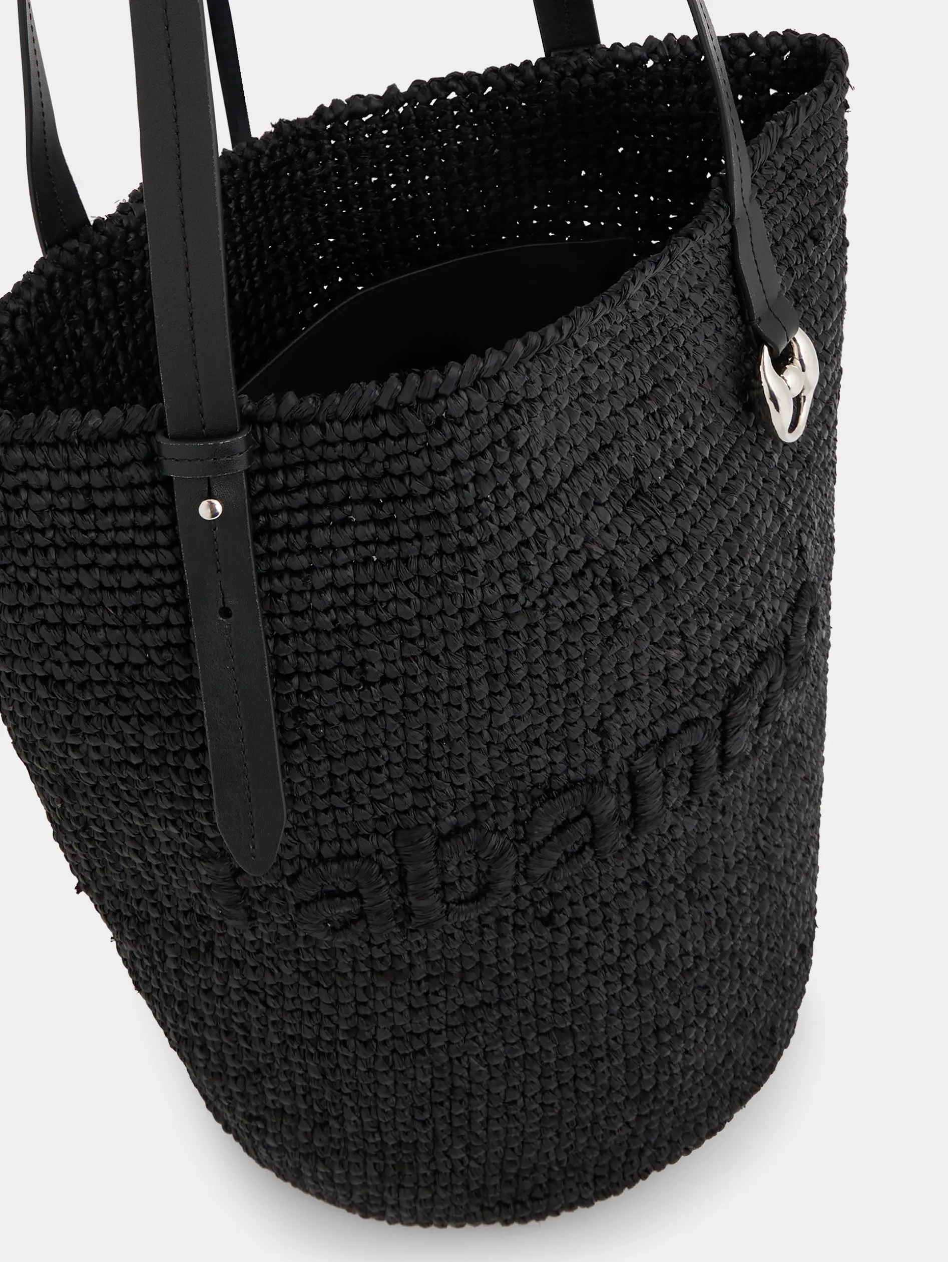 Sale Sac cabas en raphia noir avec logo Sacs Porté Épaule