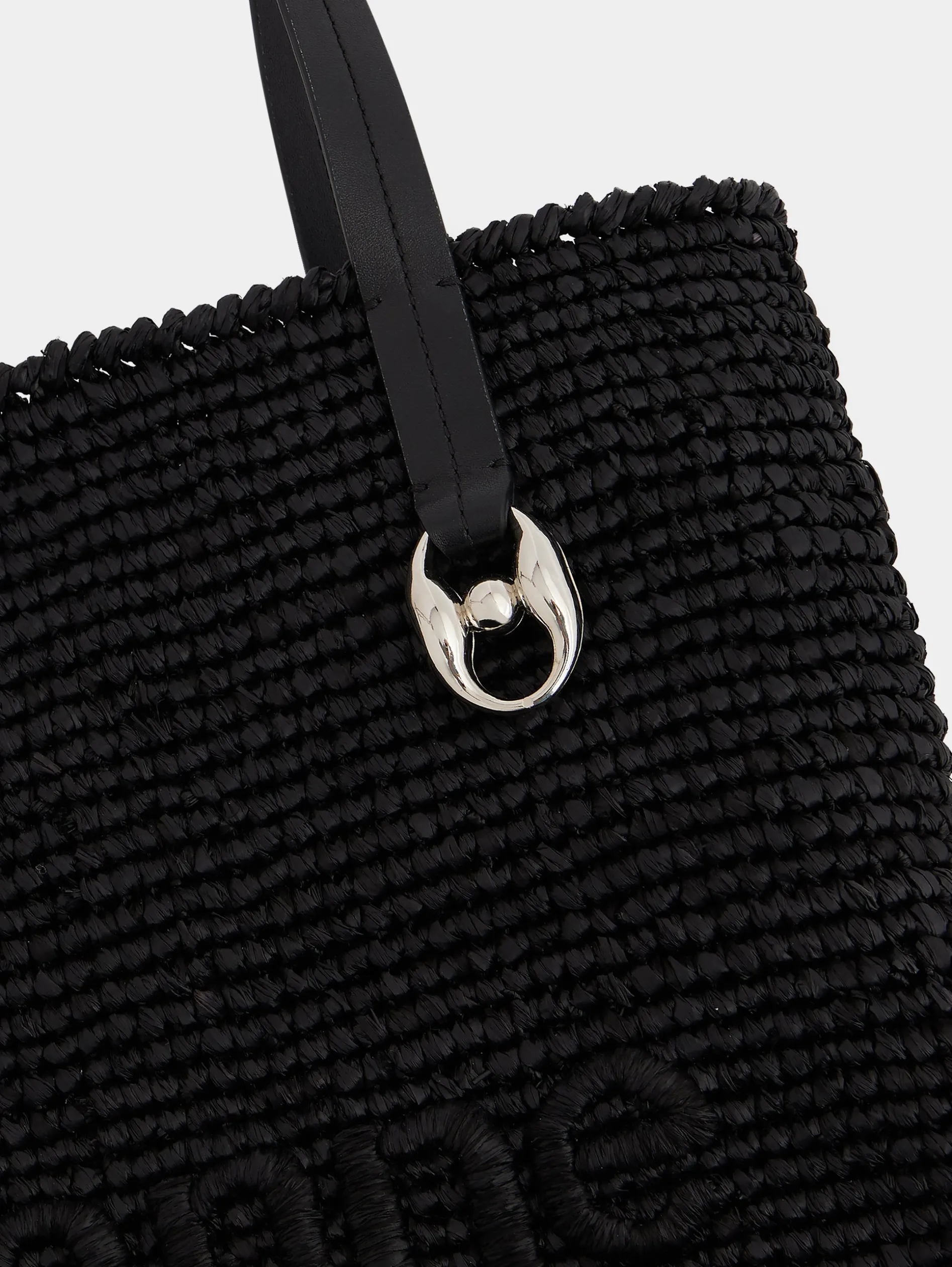 Sale Sac cabas en raphia noir avec logo Sacs Porté Épaule