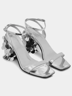 Outlet Sandales à talons pastilles sparkle argent Sélection De Soirée | Chaussures