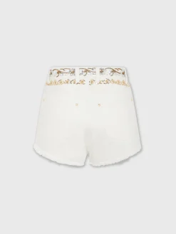 Cheap Short brodé en denim blanc cassé Denim | Pantalons