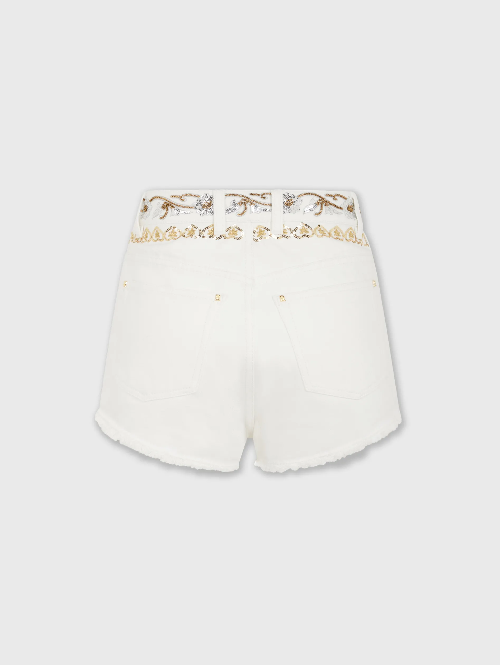 Cheap Short brodé en denim blanc cassé Denim | Pantalons