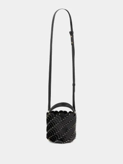 Cheap Small Black bucket Paco bag in leather Les Sacs Paco En Cuir | Sacs Porté Épaule