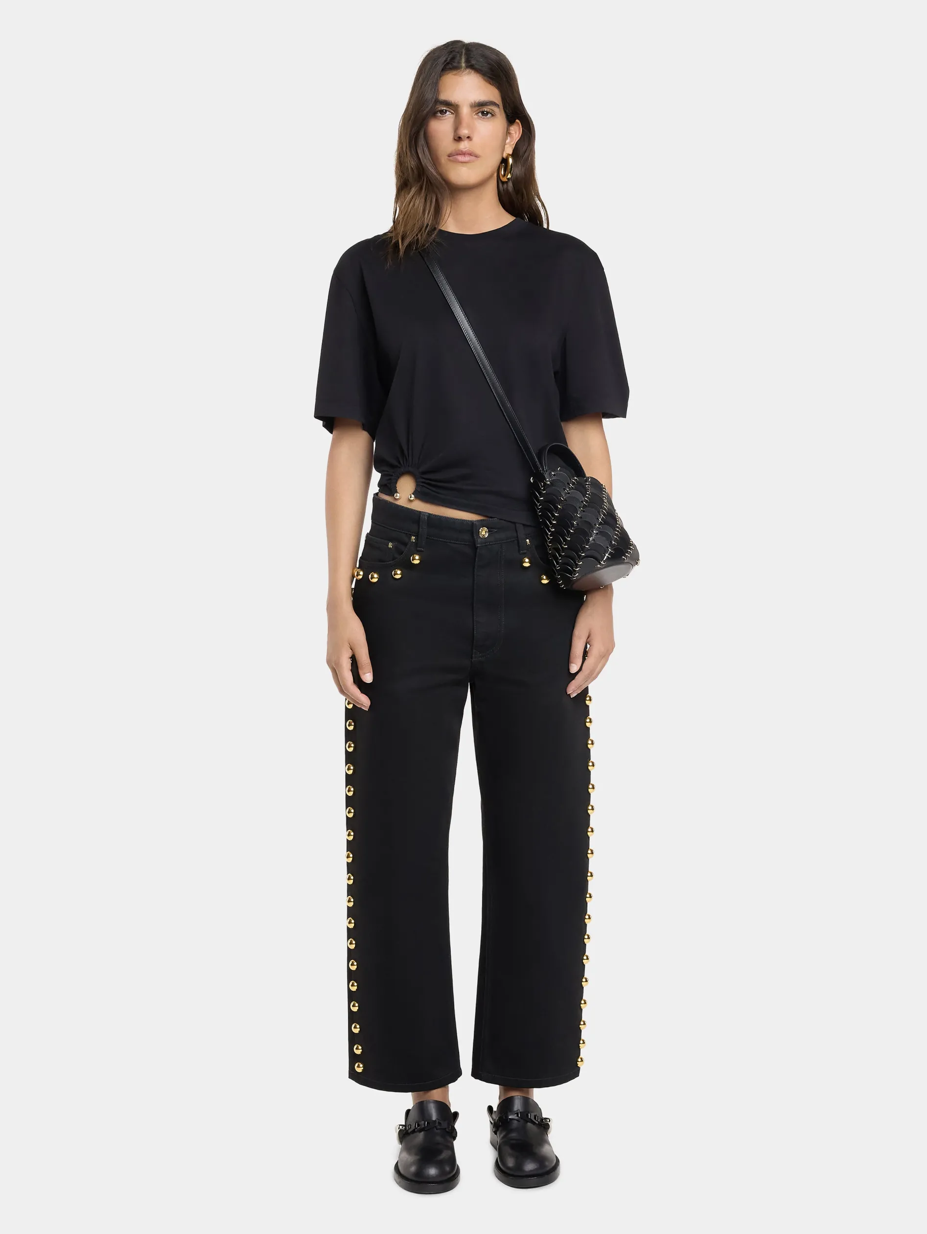 Cheap Small Black bucket Paco bag in leather Les Sacs Paco En Cuir | Sacs Porté Épaule