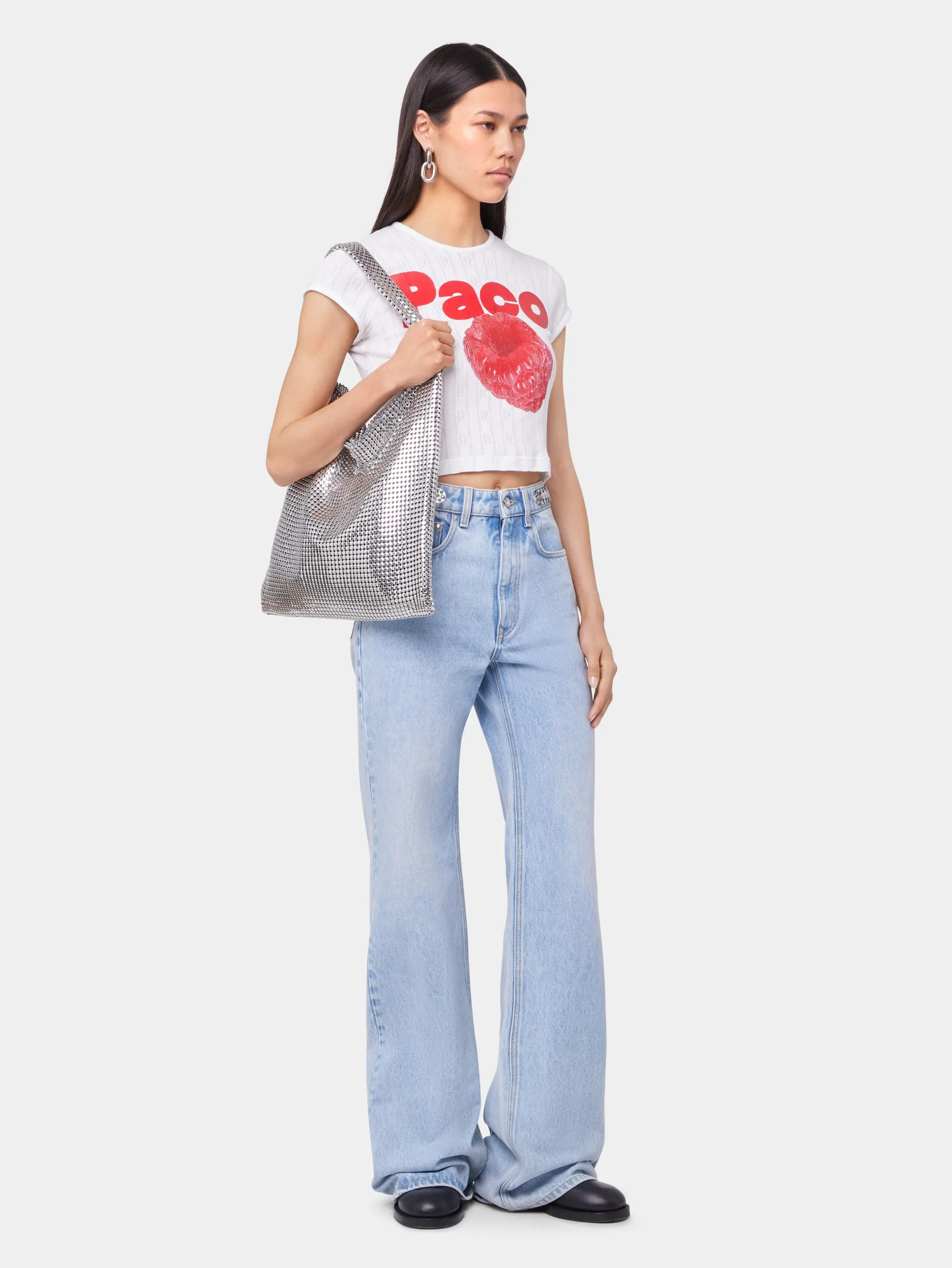 Store TEE-SHIRT CROP EN JERSEY POINTELLE Petits Cadeaux