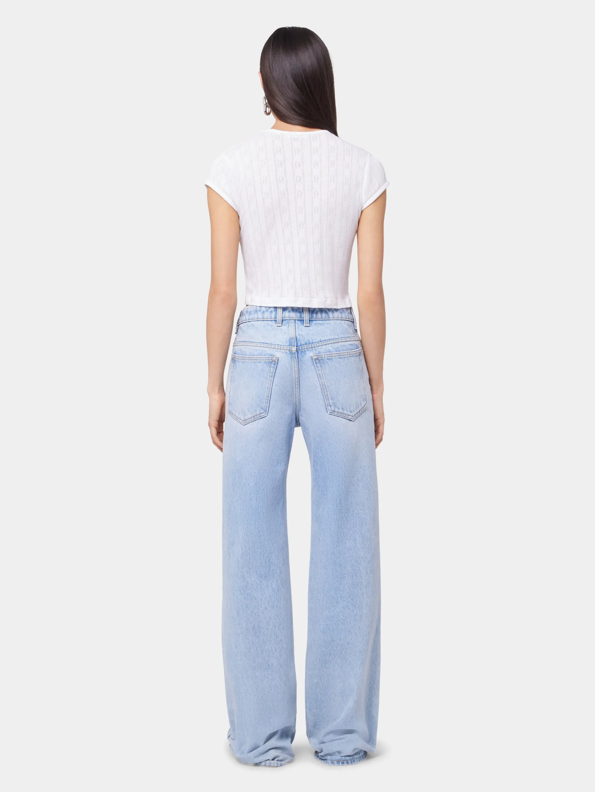 Store TEE-SHIRT CROP EN JERSEY POINTELLE Petits Cadeaux