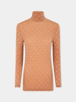 New Top à col roulé caramel avec cristaux Hauts