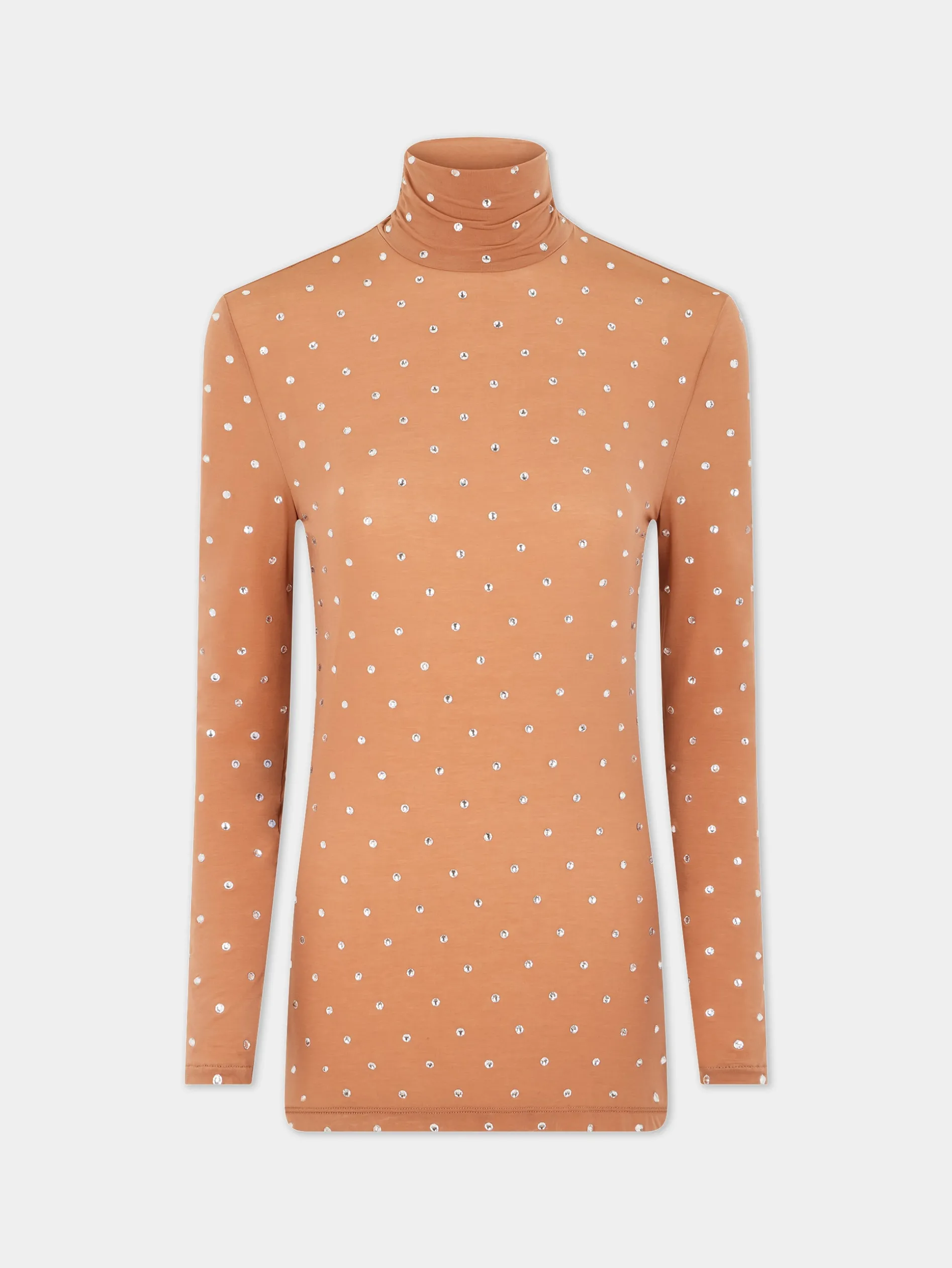 New Top à col roulé caramel avec cristaux Hauts