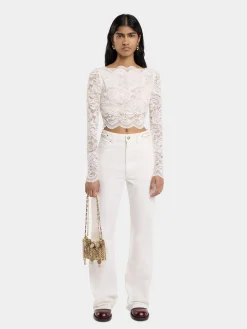 Best Sale TOP CROP ivoire EN dentelle Sélection De Soirée | Hauts