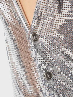 Cheap Top dans une mini-maille argentée Hauts