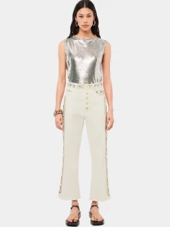 Cheap Top dans une mini-maille argentée Hauts
