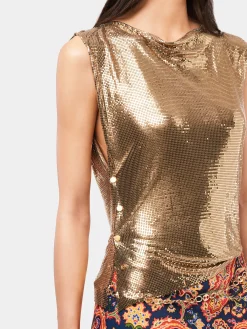 Cheap Top dans une mini-maille dorée Sélection De Soirée | Hauts