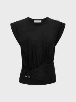 Outlet Top noir à piercing signature Hauts