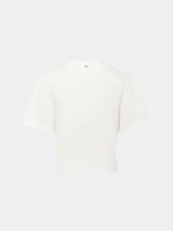 New T-shirt en jersey blanc à détail anneau Petits Cadeaux | Hauts