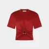Store T-shirt terracotta à piercing Hauts