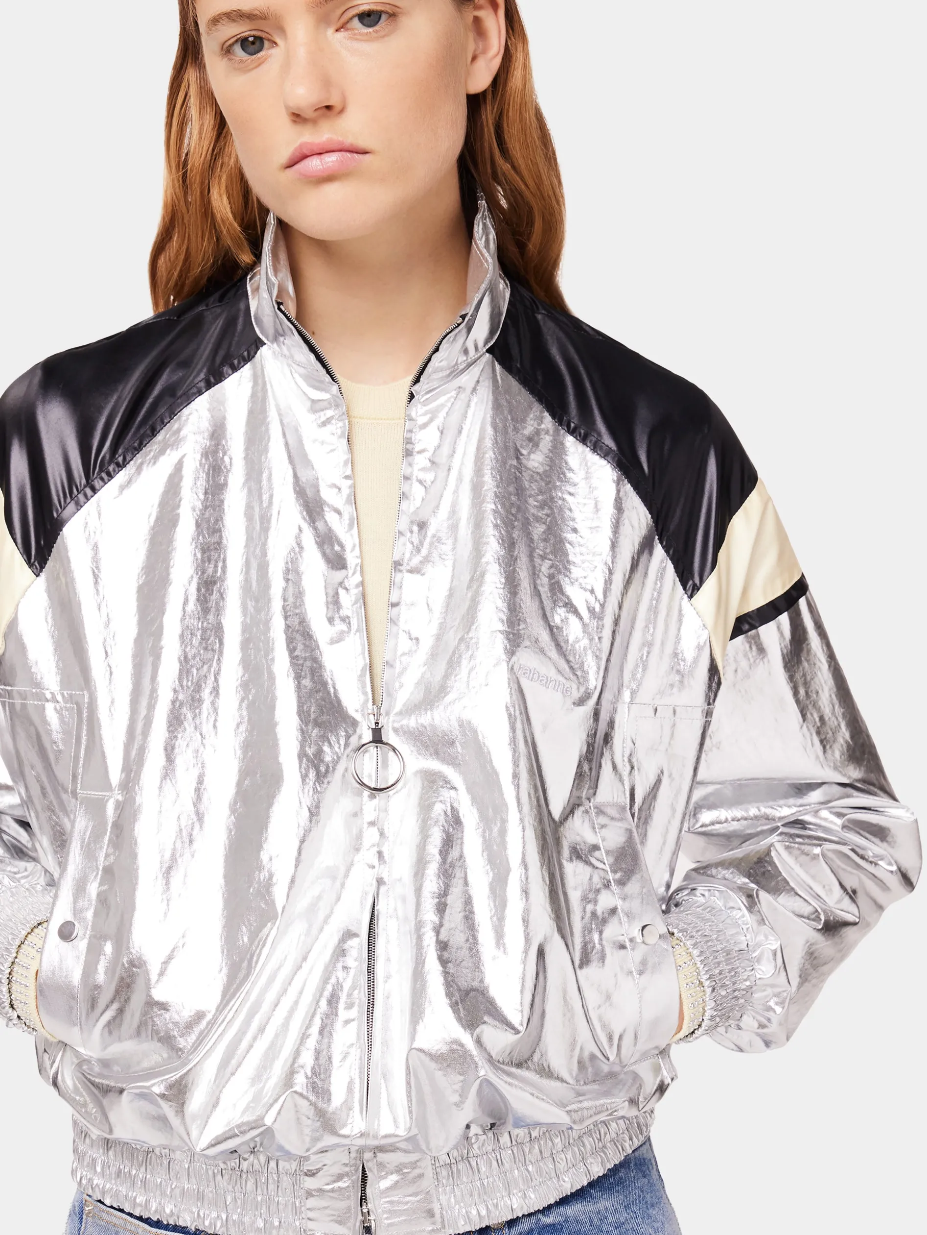 Discount Veste argentée à col roulé Vestes