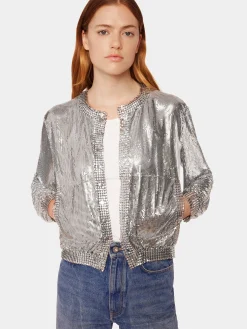 New Veste bomber en maille argentée Vestes | Maille