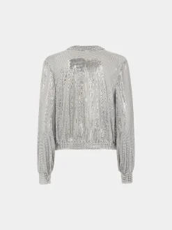 New Veste bomber en maille argentée Vestes | Maille