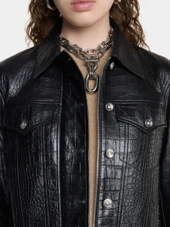 Cheap VESTE COURTE EN CUIR EMBOSSé CROCODILE Vestes