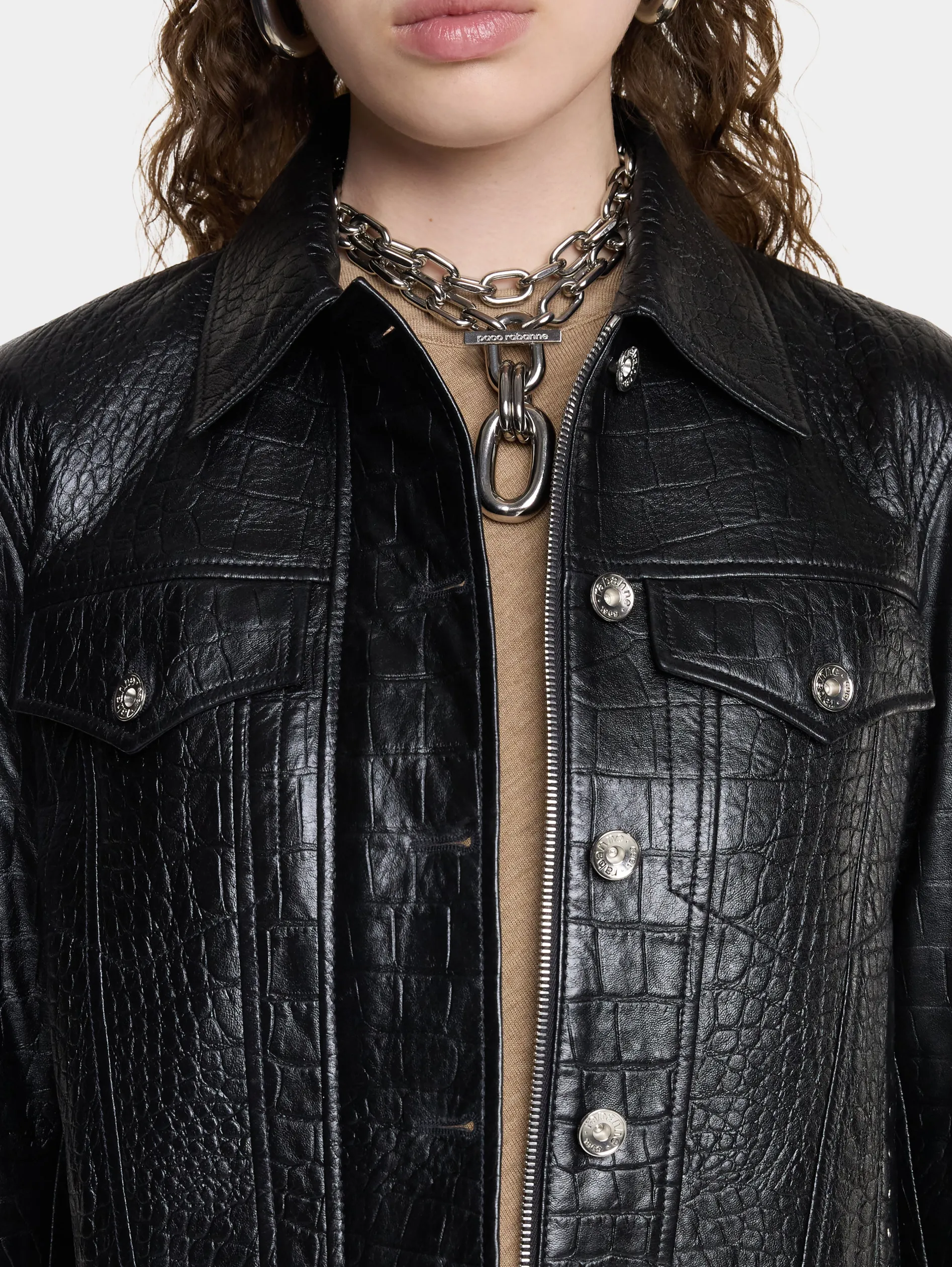 Cheap VESTE COURTE EN CUIR EMBOSSé CROCODILE Vestes