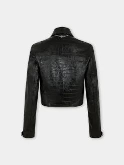 Cheap VESTE COURTE EN CUIR EMBOSSé CROCODILE Vestes