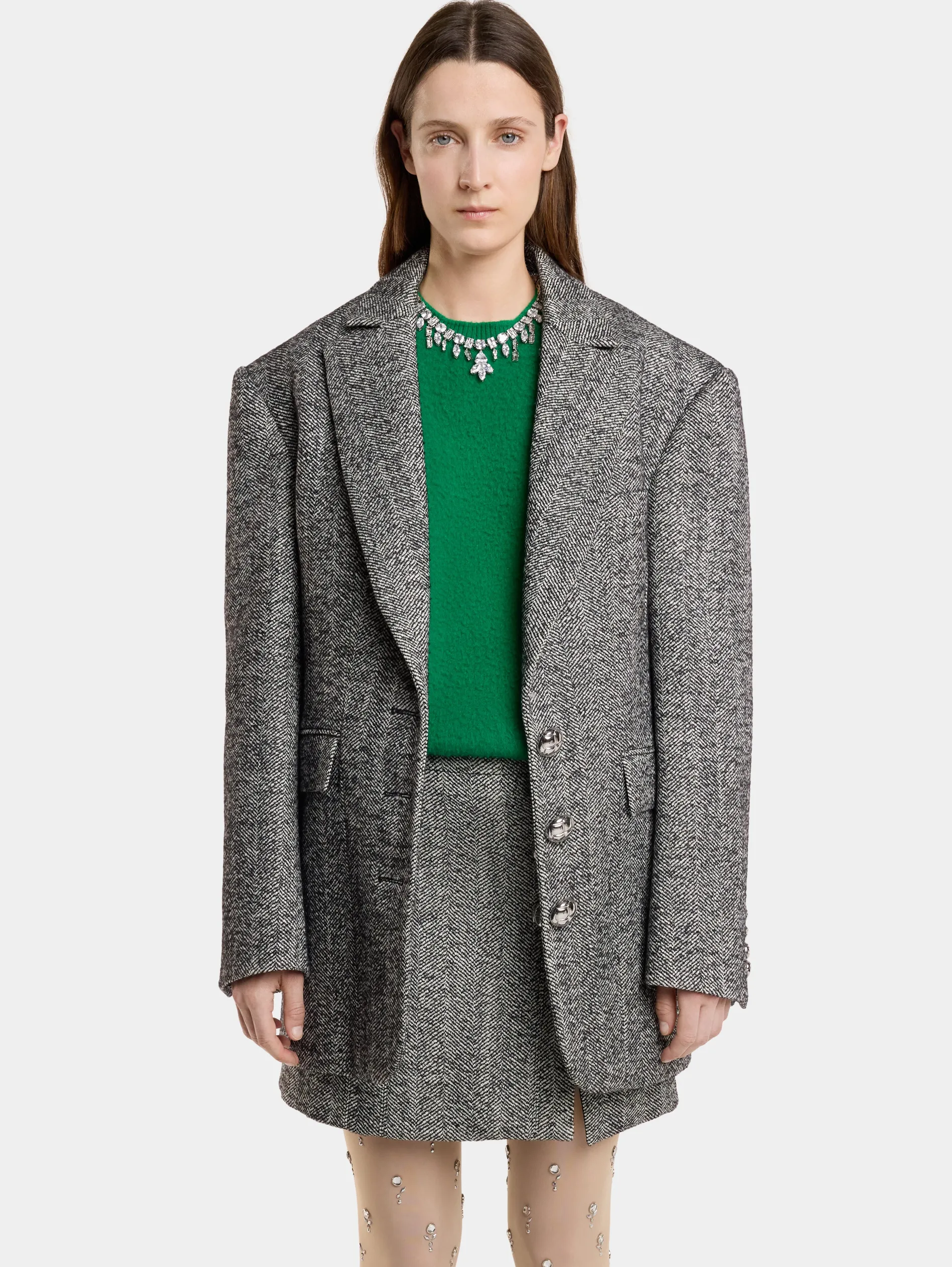 Best Sale VESTE LONGUE EN LAINAGE CHEVRONS Vestes | Maille
